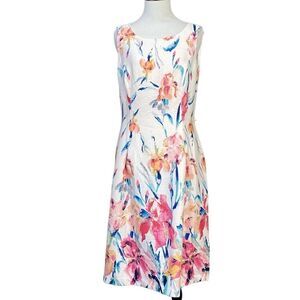 Black Label by Evan Picone Sleeveless Dress Floral Iris